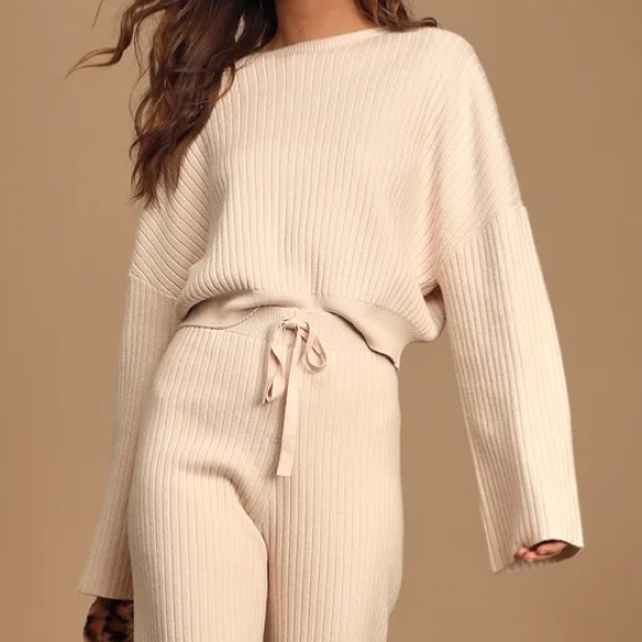 Lulus Sweaters - Lulu’s Cream Ribbed Knit Cropped Sweater